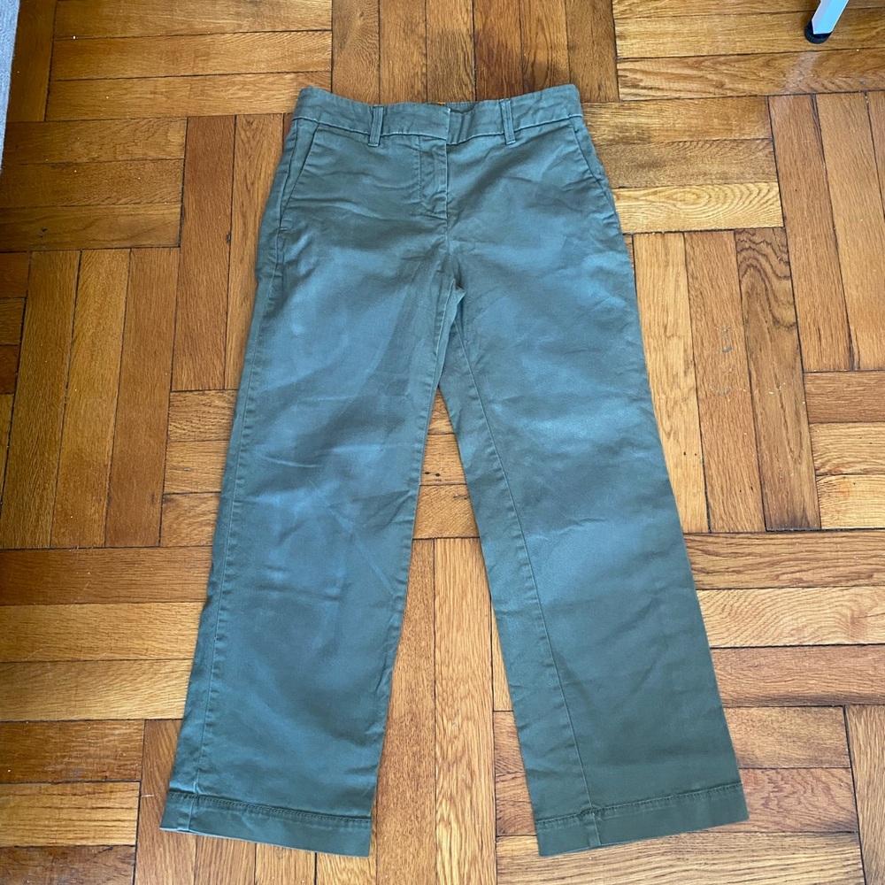 Ann Taylor Petite Devin Fit Olive Green Cropped Pants Size 0 Stretch Cotton